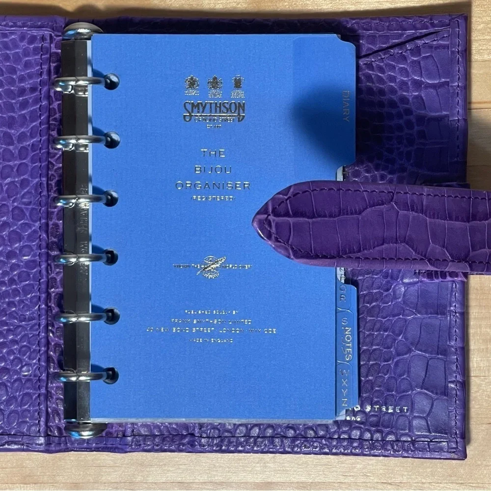 Smythson of Bond Street Bijou Organizer | Mara Purple Crocodile-Embossed Leather